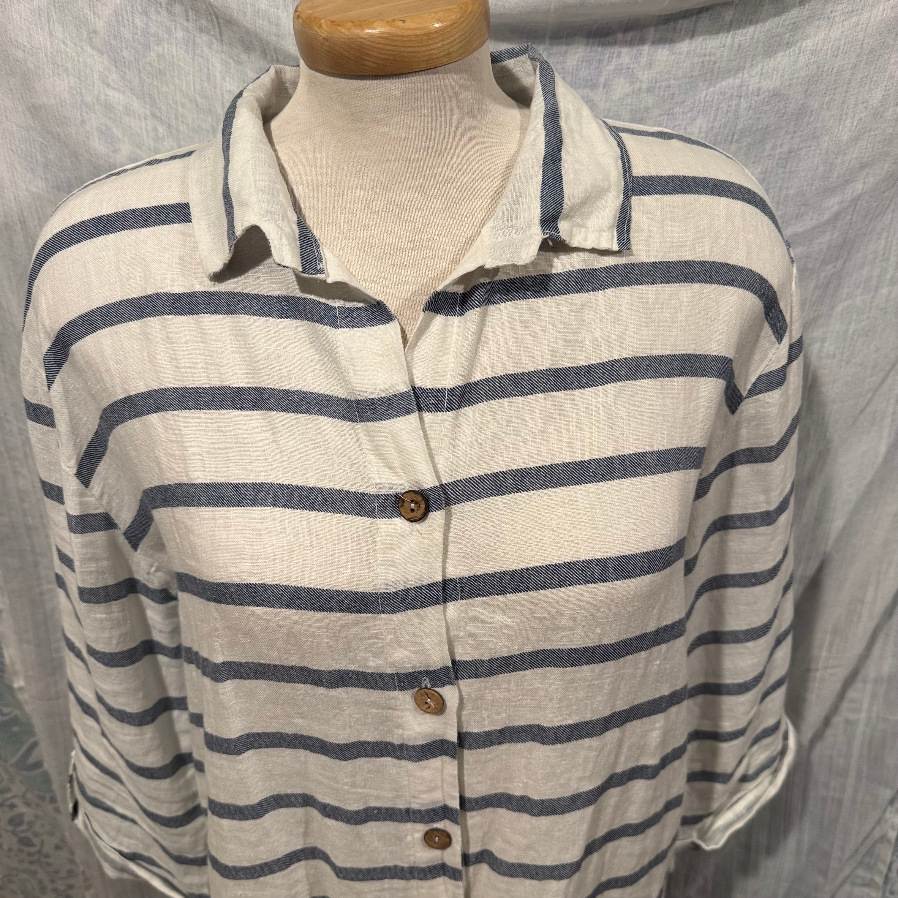 Size L 100% Linen Viola Borghi Made in Italy Button Up Dress