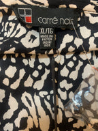 Brand New XL 100 % Rayon Carre Noir Black and White Print Dress