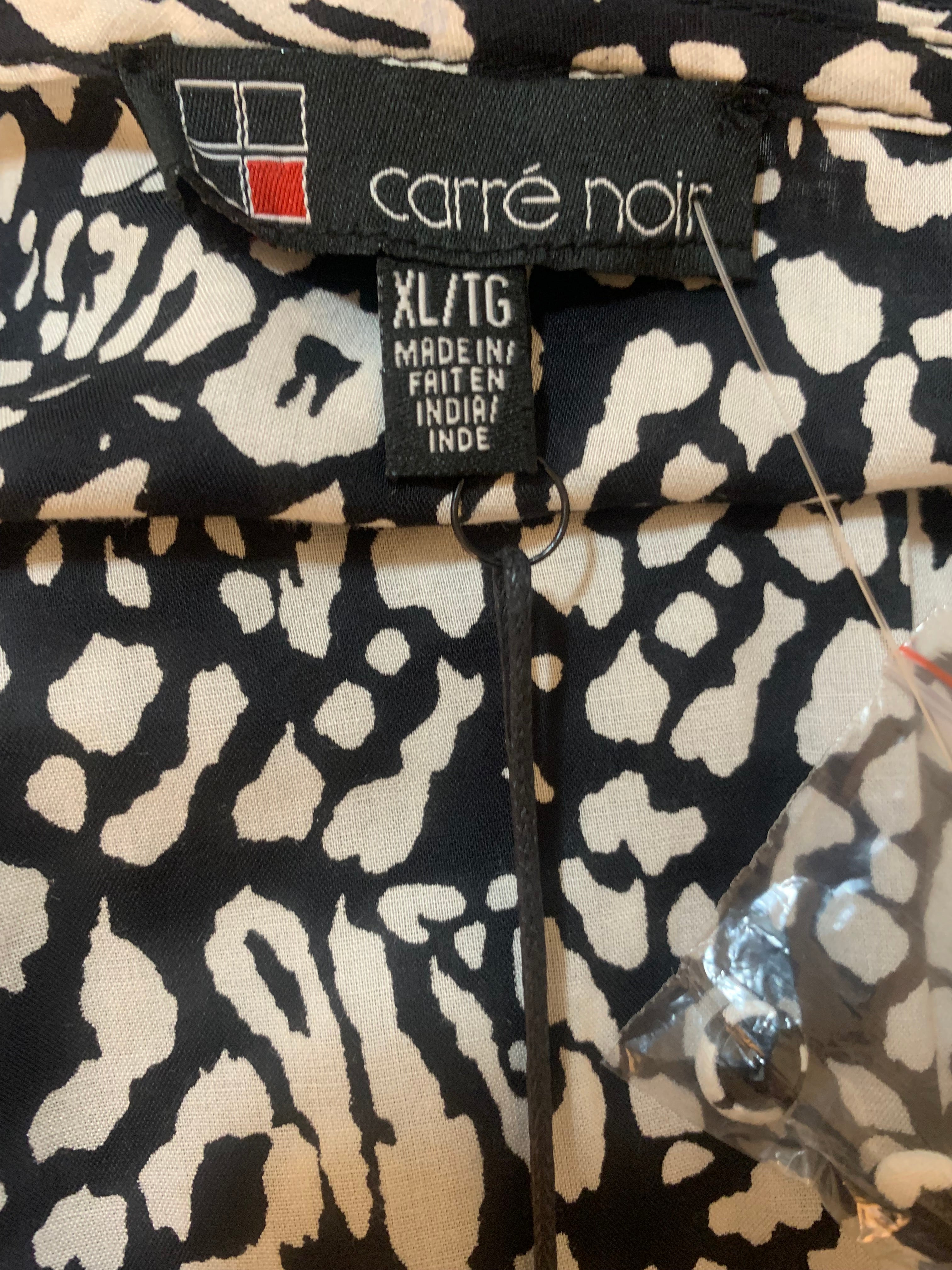 Brand New XL 100 % Rayon Carre Noir Black and White Print Dress