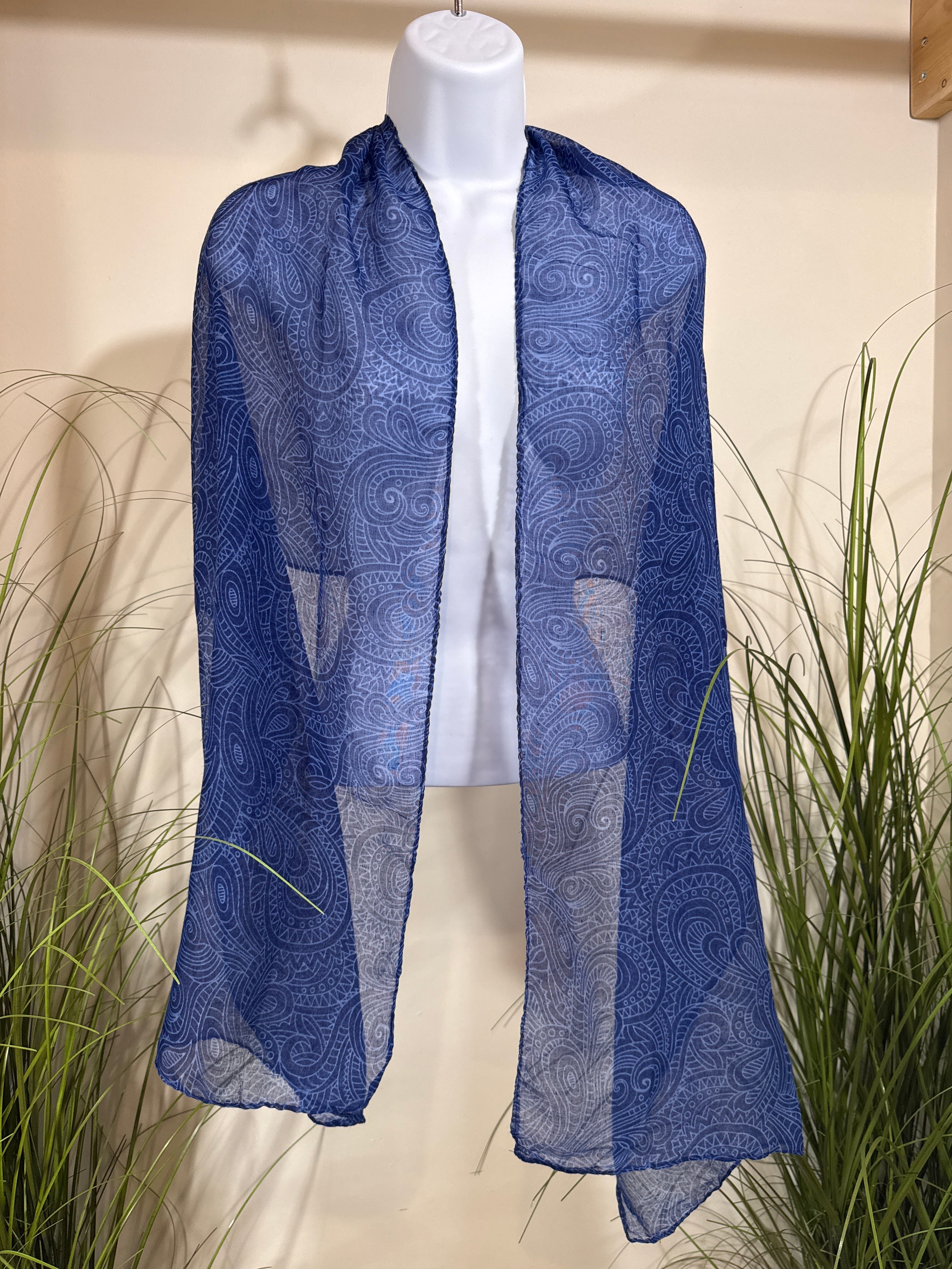 Blue Sheer Pattern Scarf