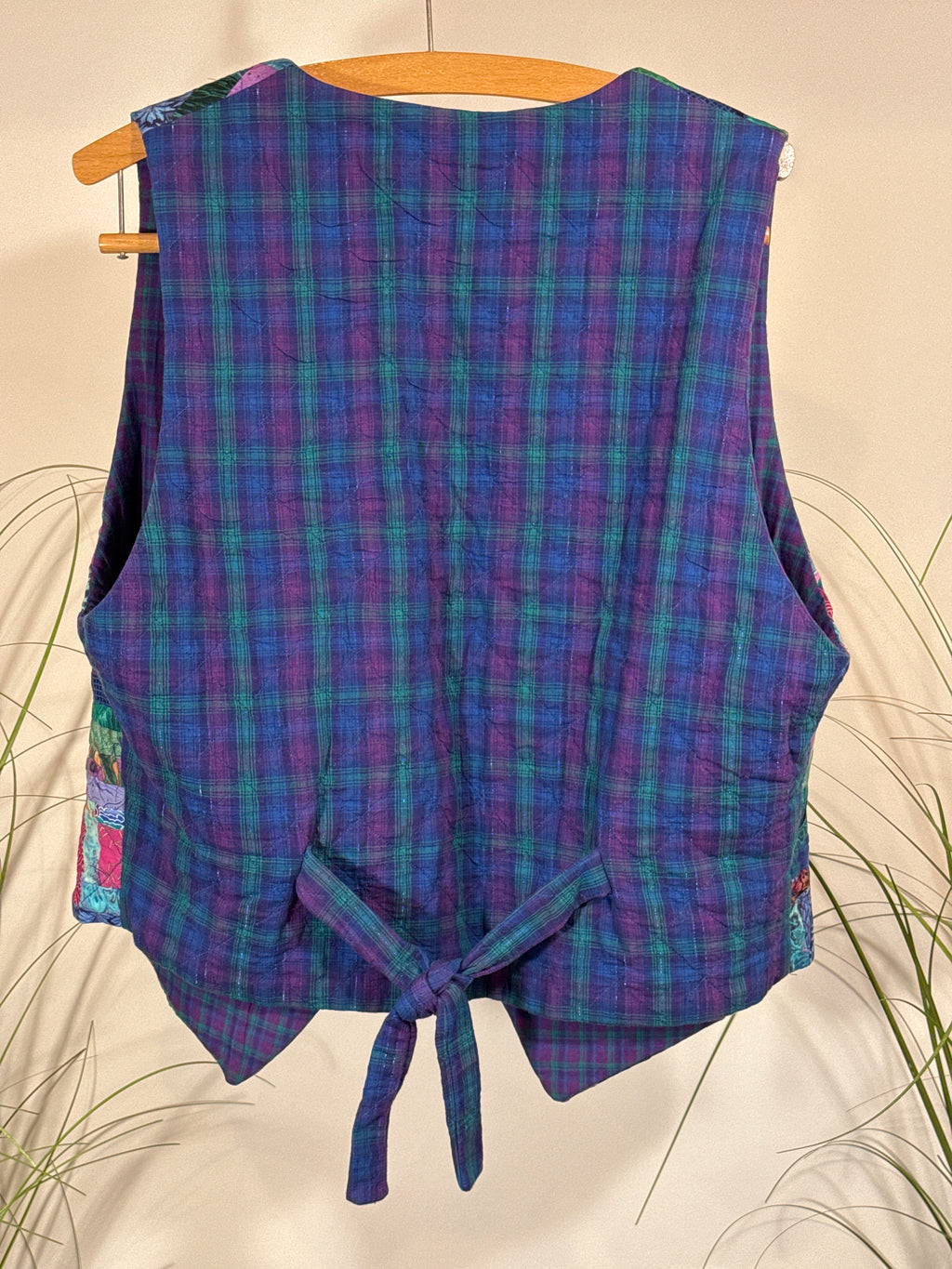 Vintage Patchwork Vest- Heart Shaped Buttons