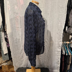 Size 12 Jessica Sheer Ruffle Front Button Up Blouse