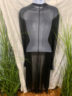Size M Black Sheer Floor Length Duster/Robe with Flared Cuffs