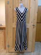 Size 1X Chaps Nautical Striped Maxi Dress