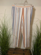 Size 12 Vintage 90's St Micheal's from Marks and Spencer Vertical Striped Side Zip High Waisted Ankle Grazers Pants