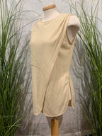 Size M Vintage Wool Blend Marissa Minicucci Light Cream Striped Texture 3 Piece Pant Suit