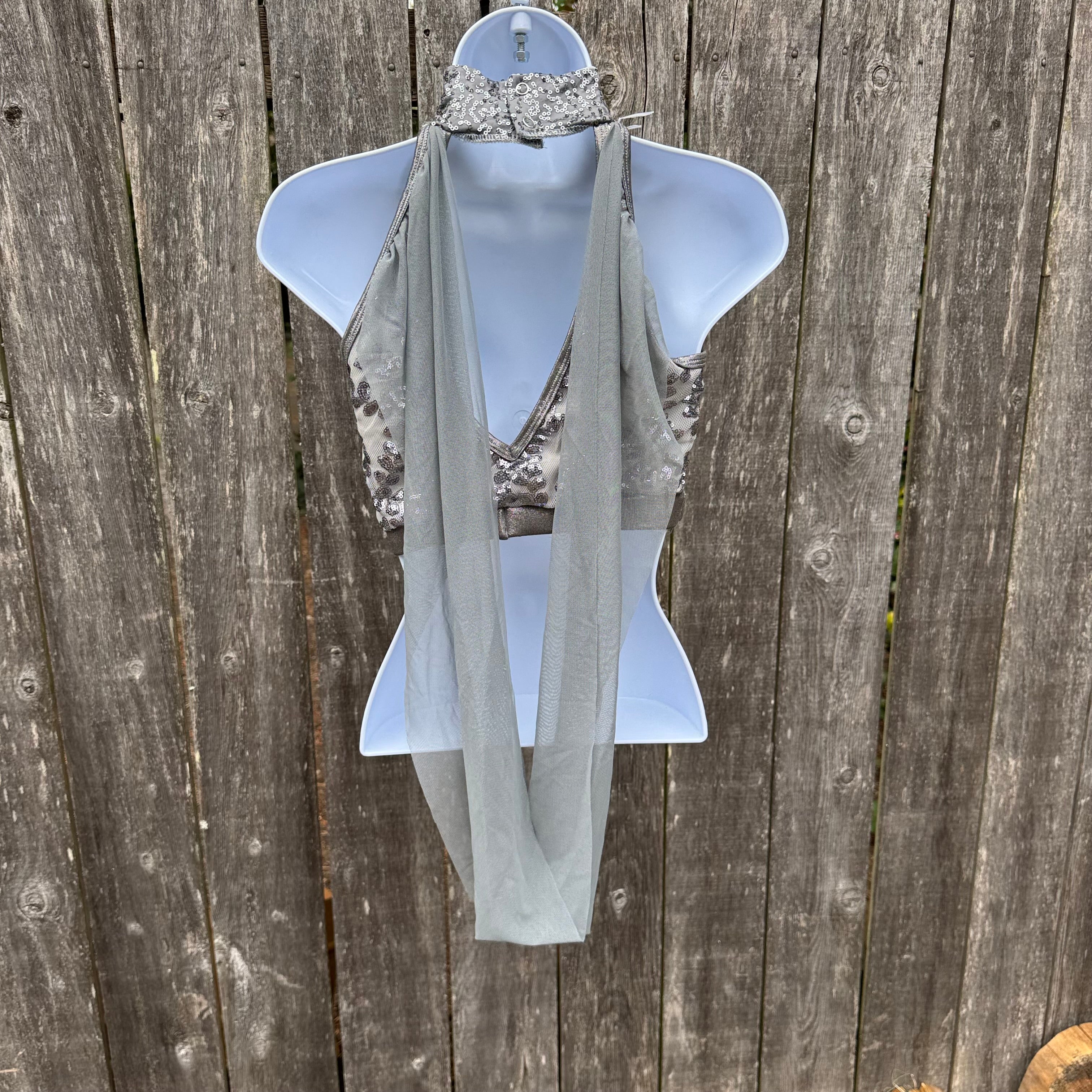 High Neck Silver Sequin Top