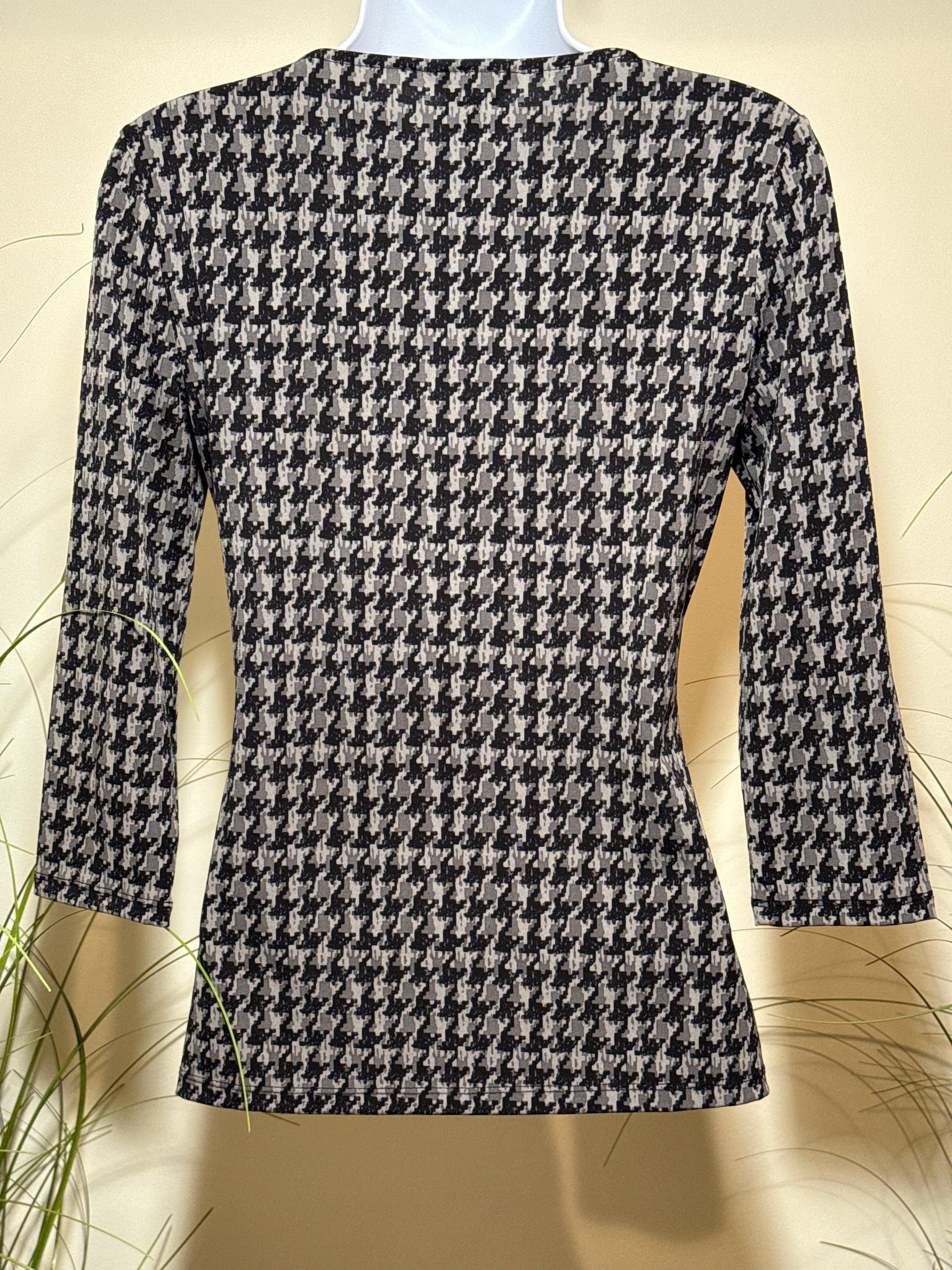 90's Vintage Jessica Houndstooth V-Neck Pullover Blouse ￼