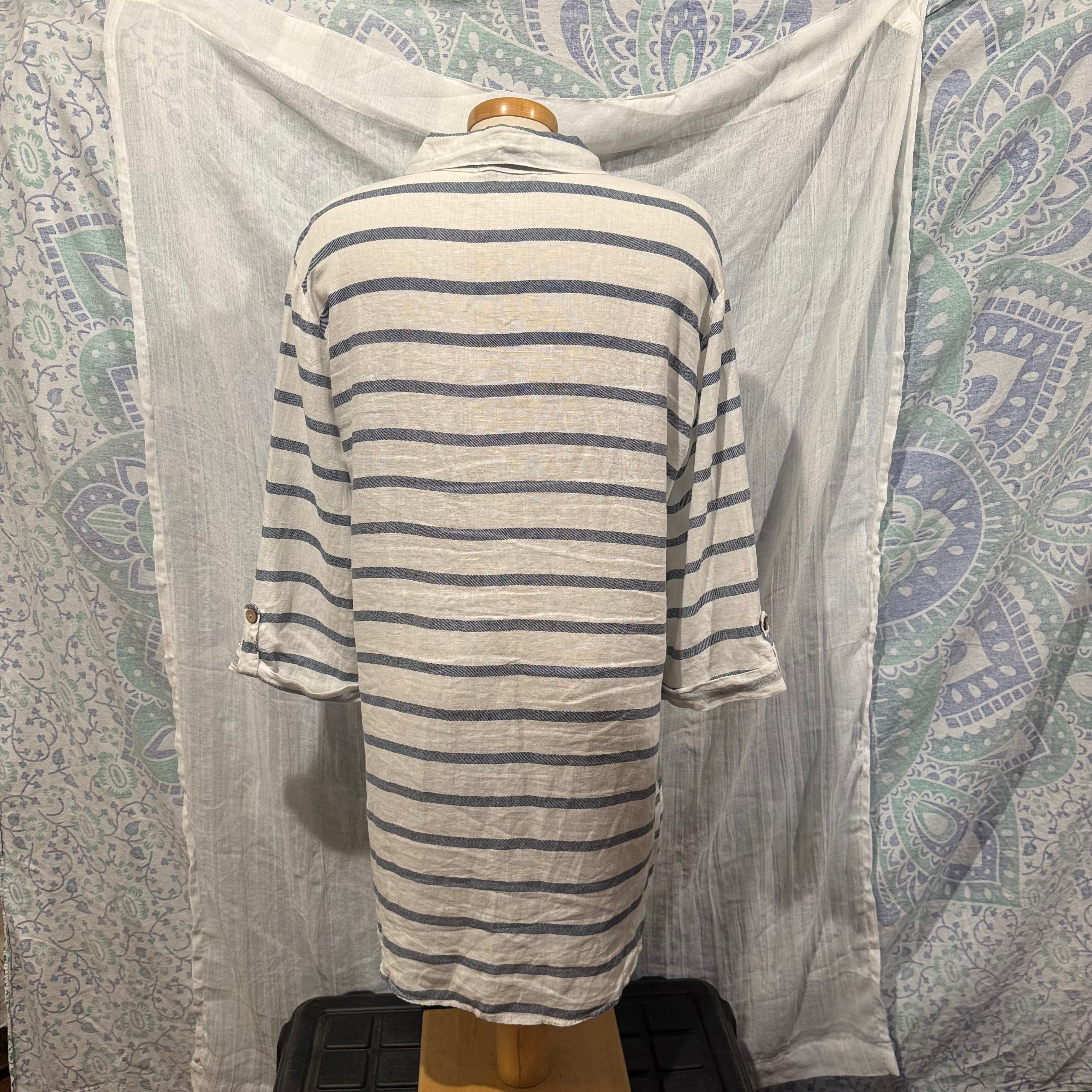 Size L 100% Linen Viola Borghi Made in Italy Button Up Dress