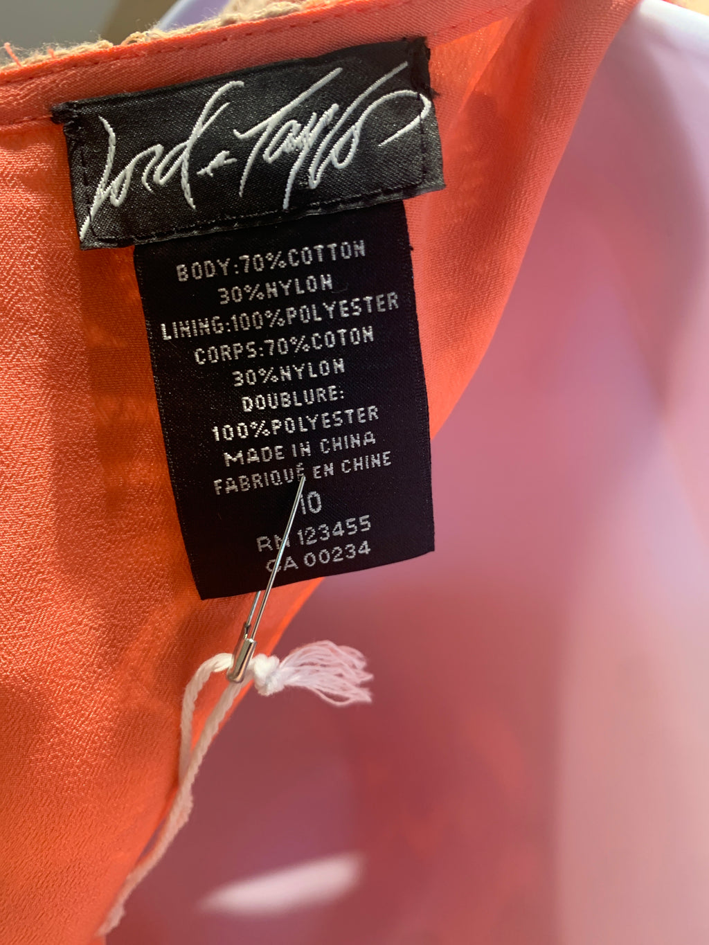 Size 10 Lord & Taylor Peach & Tan Lace dress