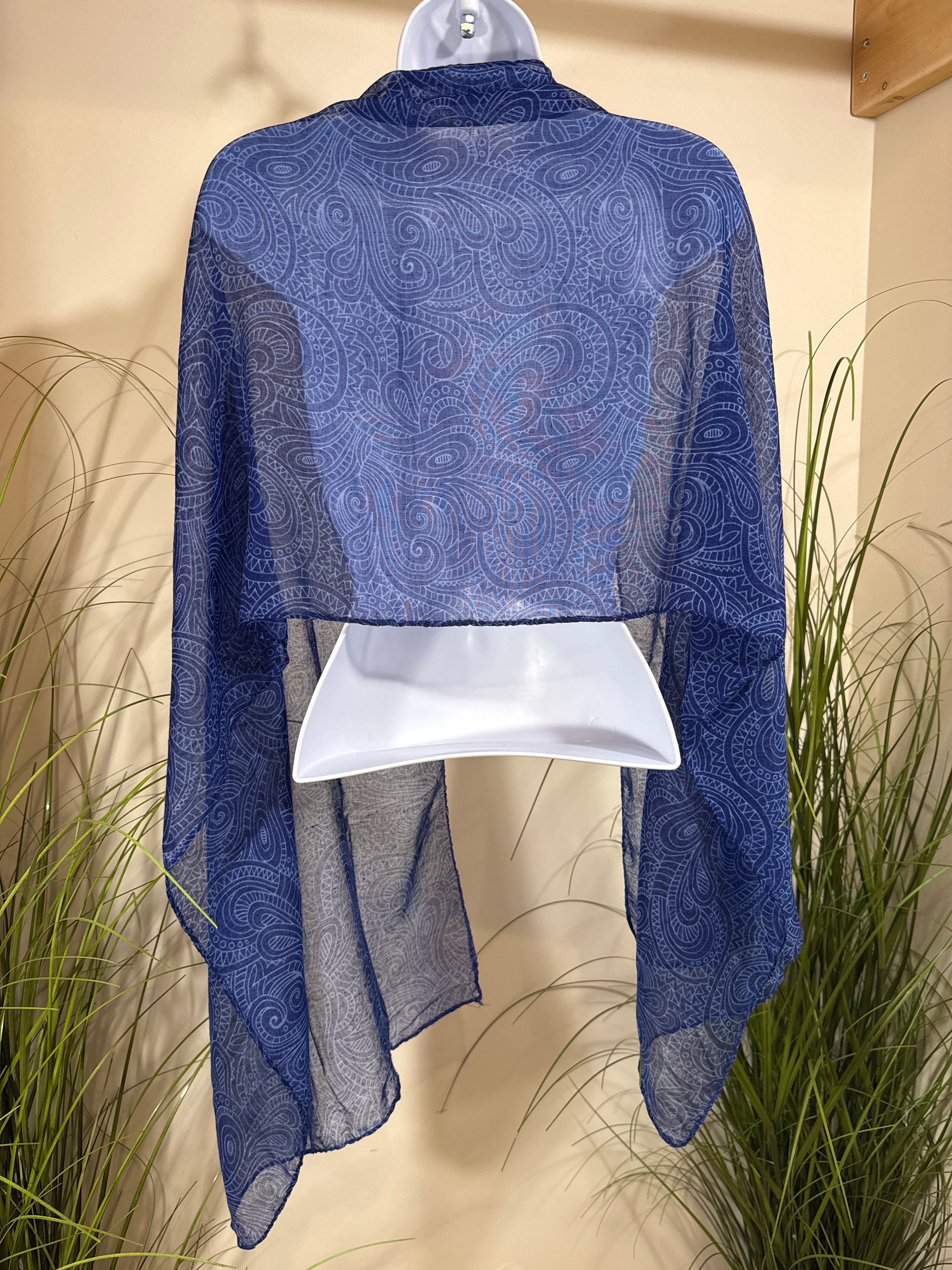 Blue Sheer Pattern Scarf