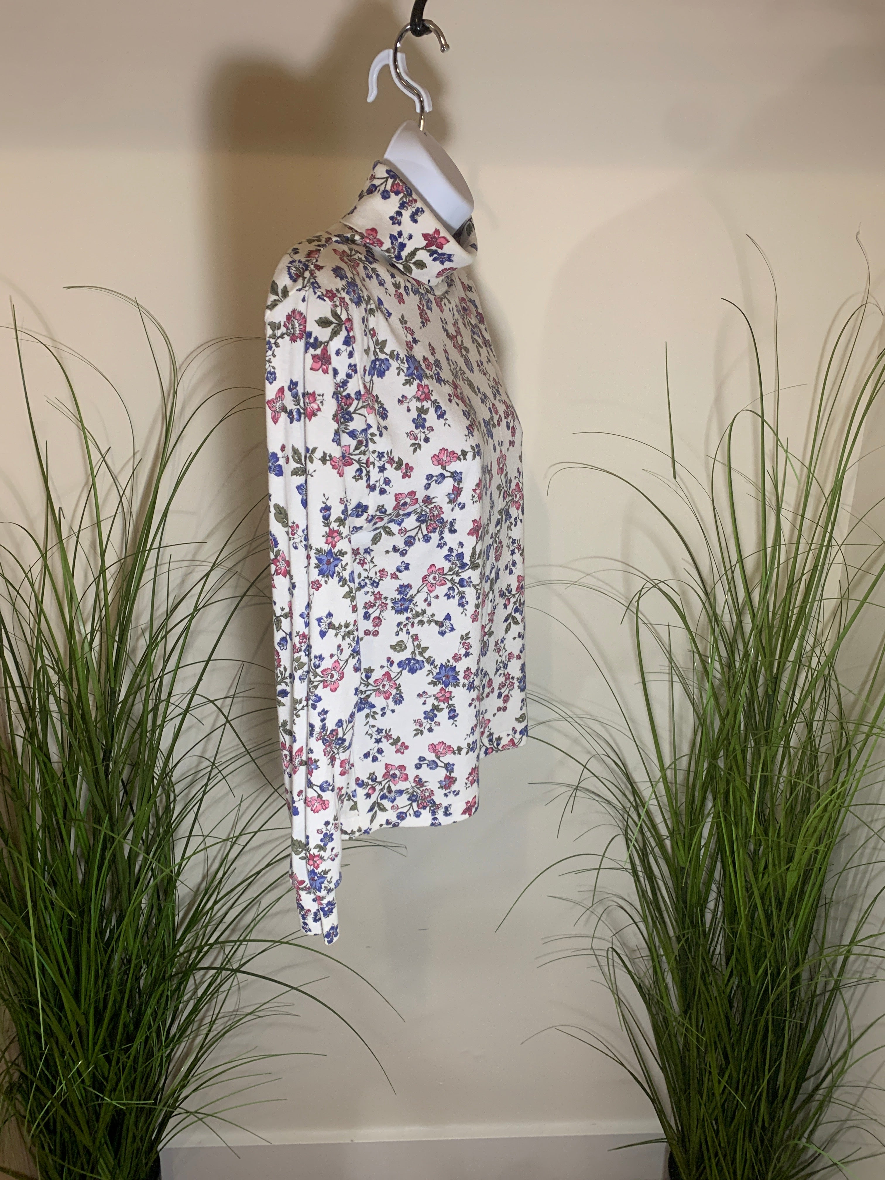 Vintage 90's M Floral Women's Turtleneck Long Sleeve Shirt
