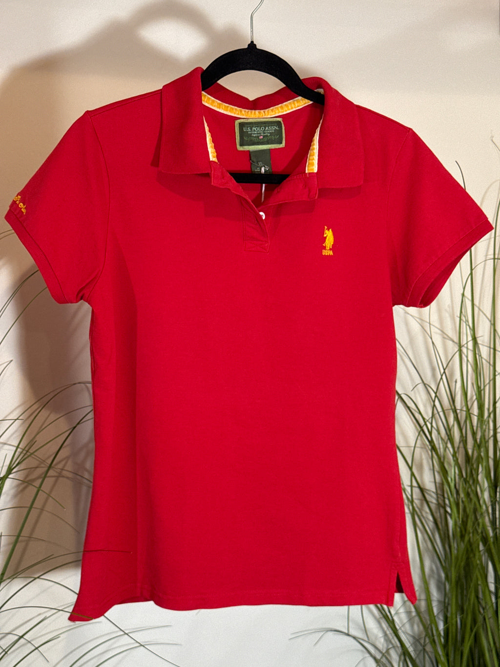 US Polo Association, red and yellow polo shirt