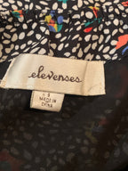 Size S Elevenses Black and White Sleeveless Jumper with Floral Pattern