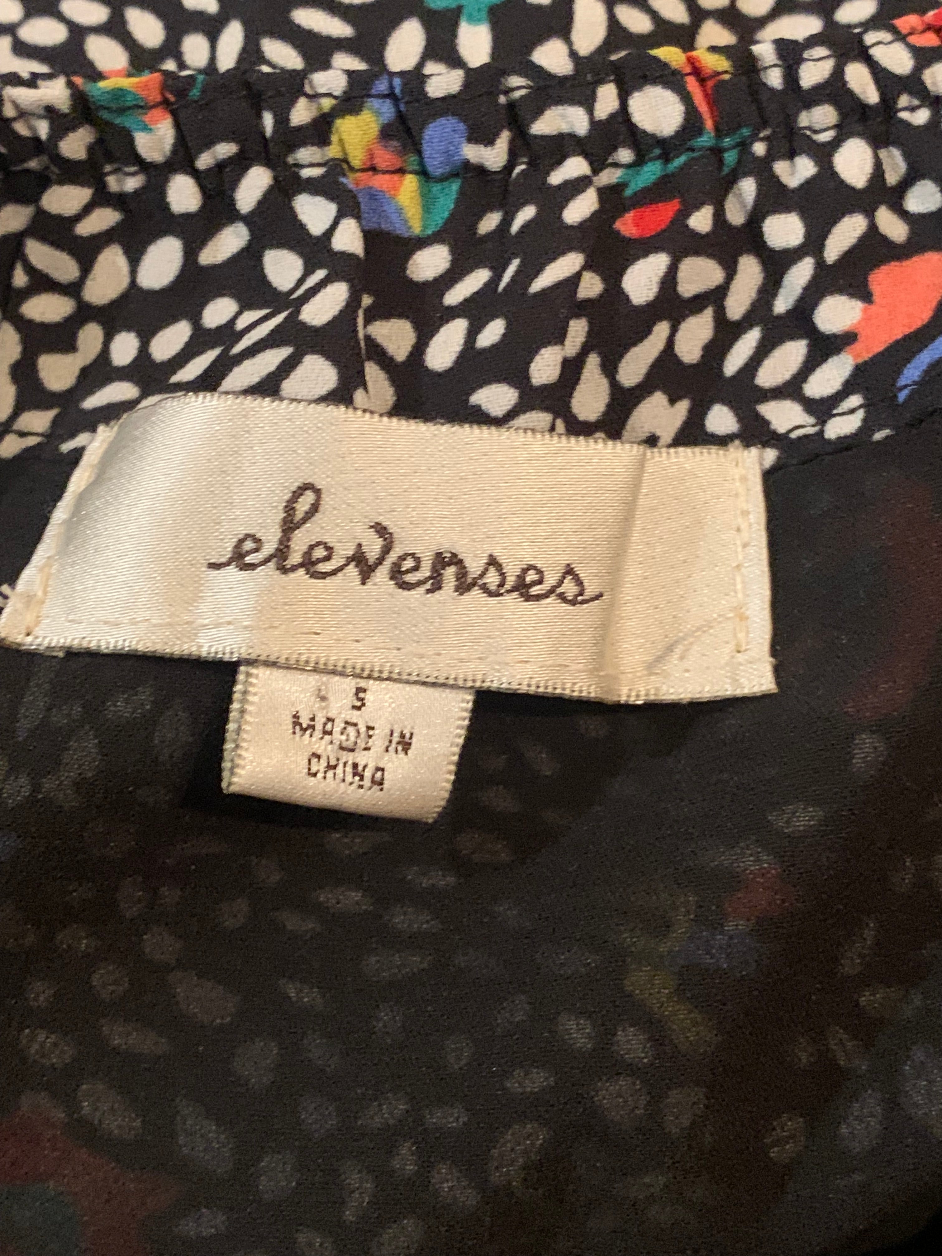 Size S Elevenses Black and White Sleeveless Jumper with Floral Pattern