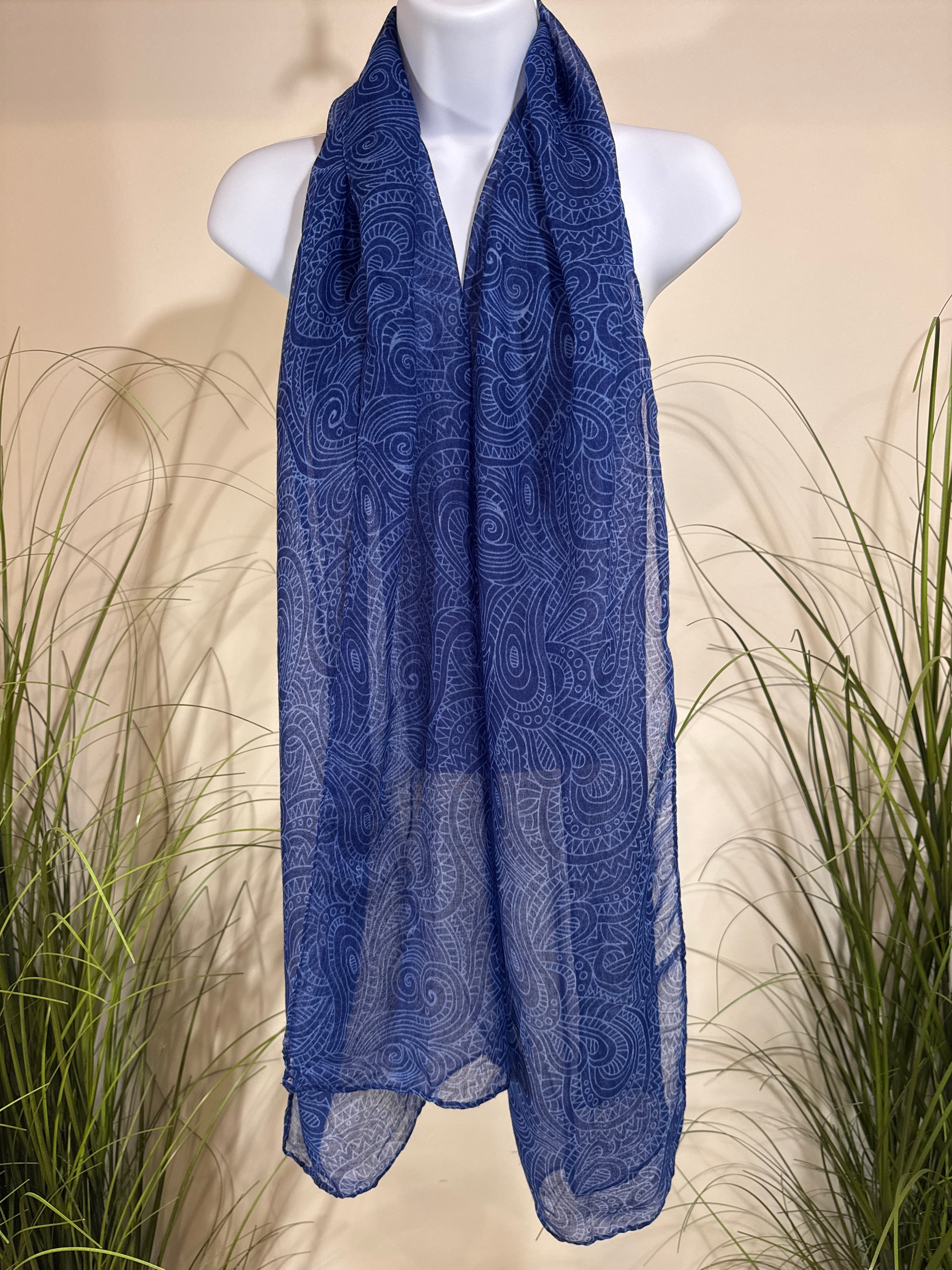 Blue Sheer Pattern Scarf