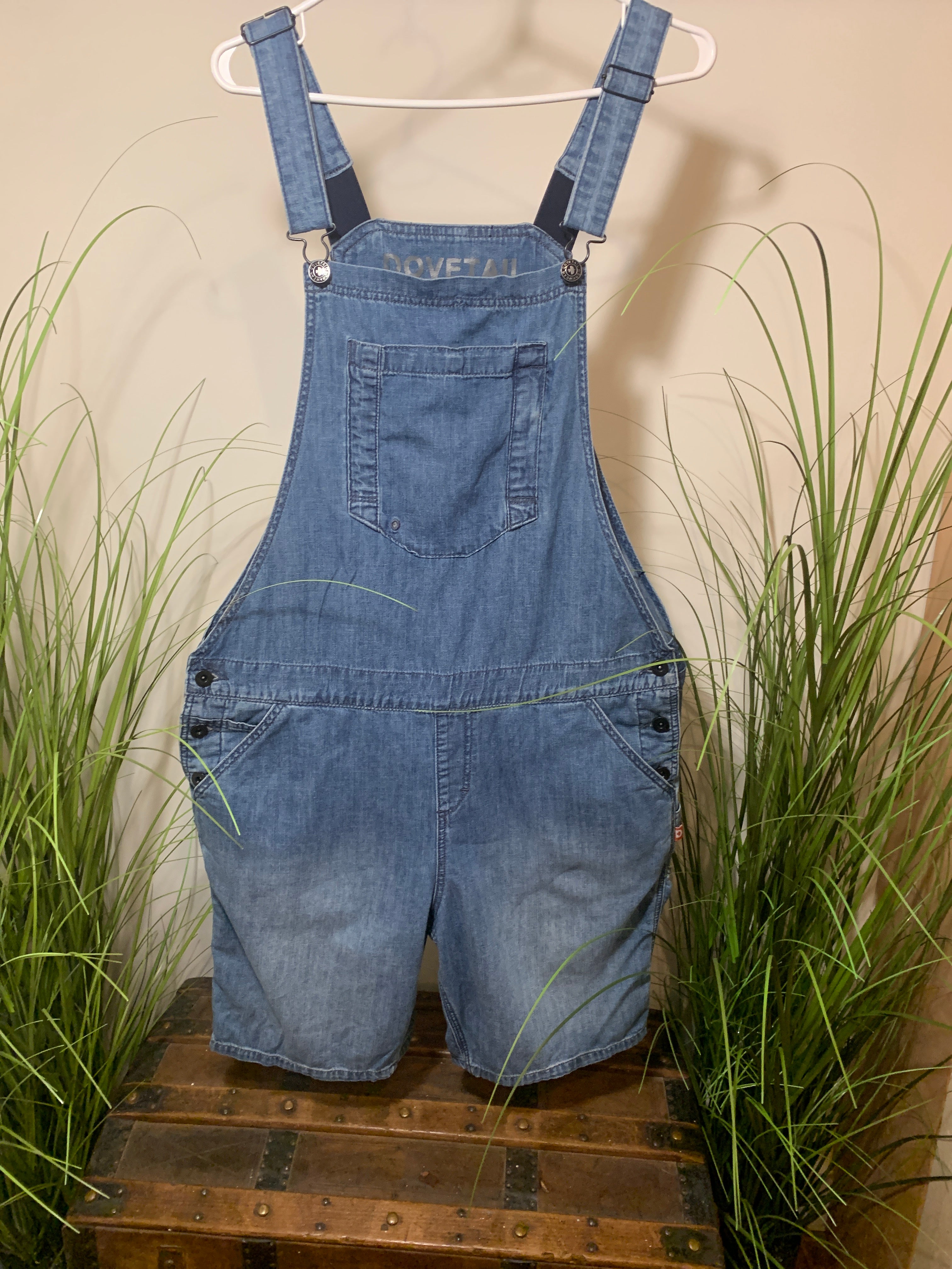 Brand New Size 14 Dovetail Workwear Portland Oregon Denim Overall Shorts