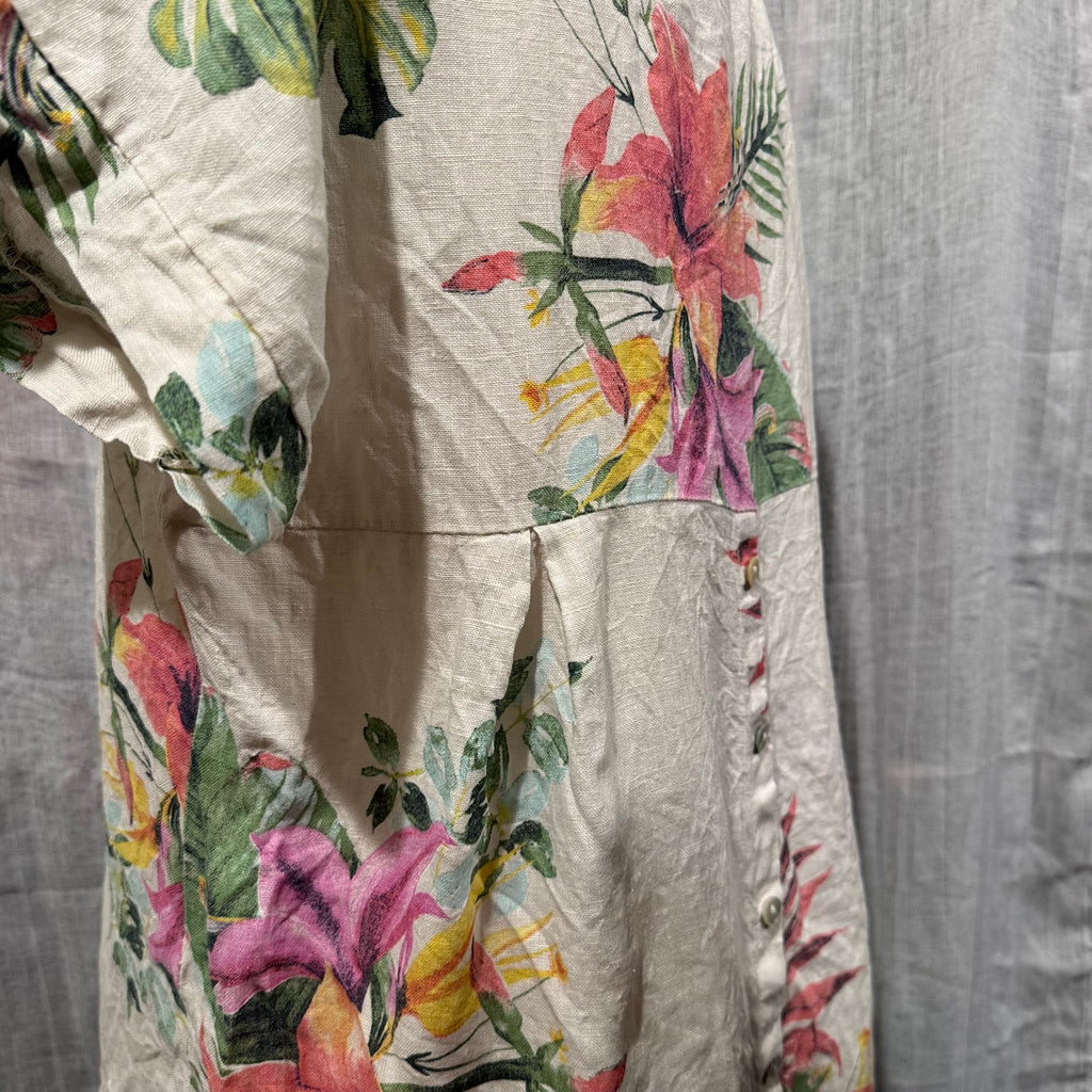 Size M Terzo Millennio 100% Linen Short Sleeve Blouse