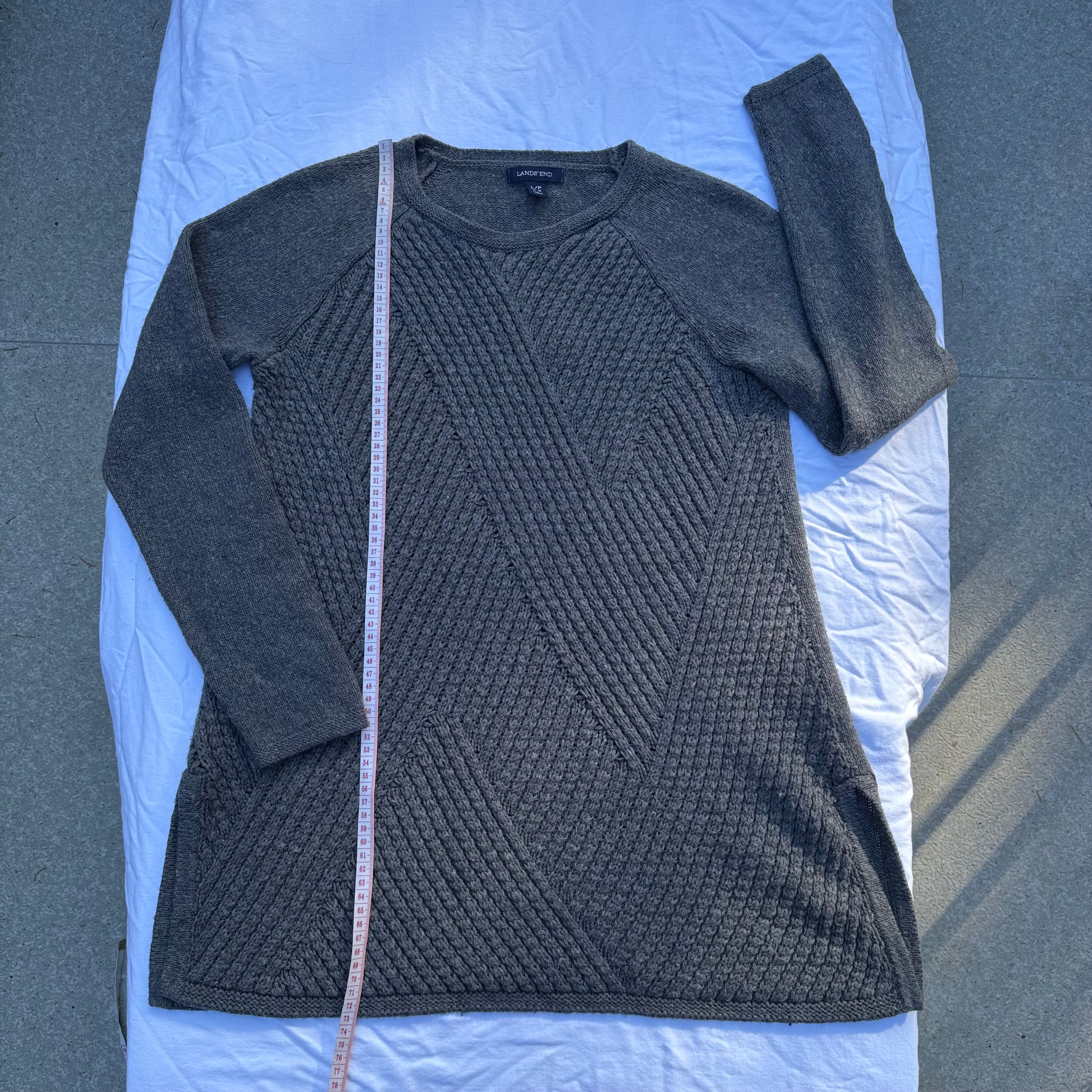 Size L 14-16 Lands' End Cotton Blend Textured Design Sweater