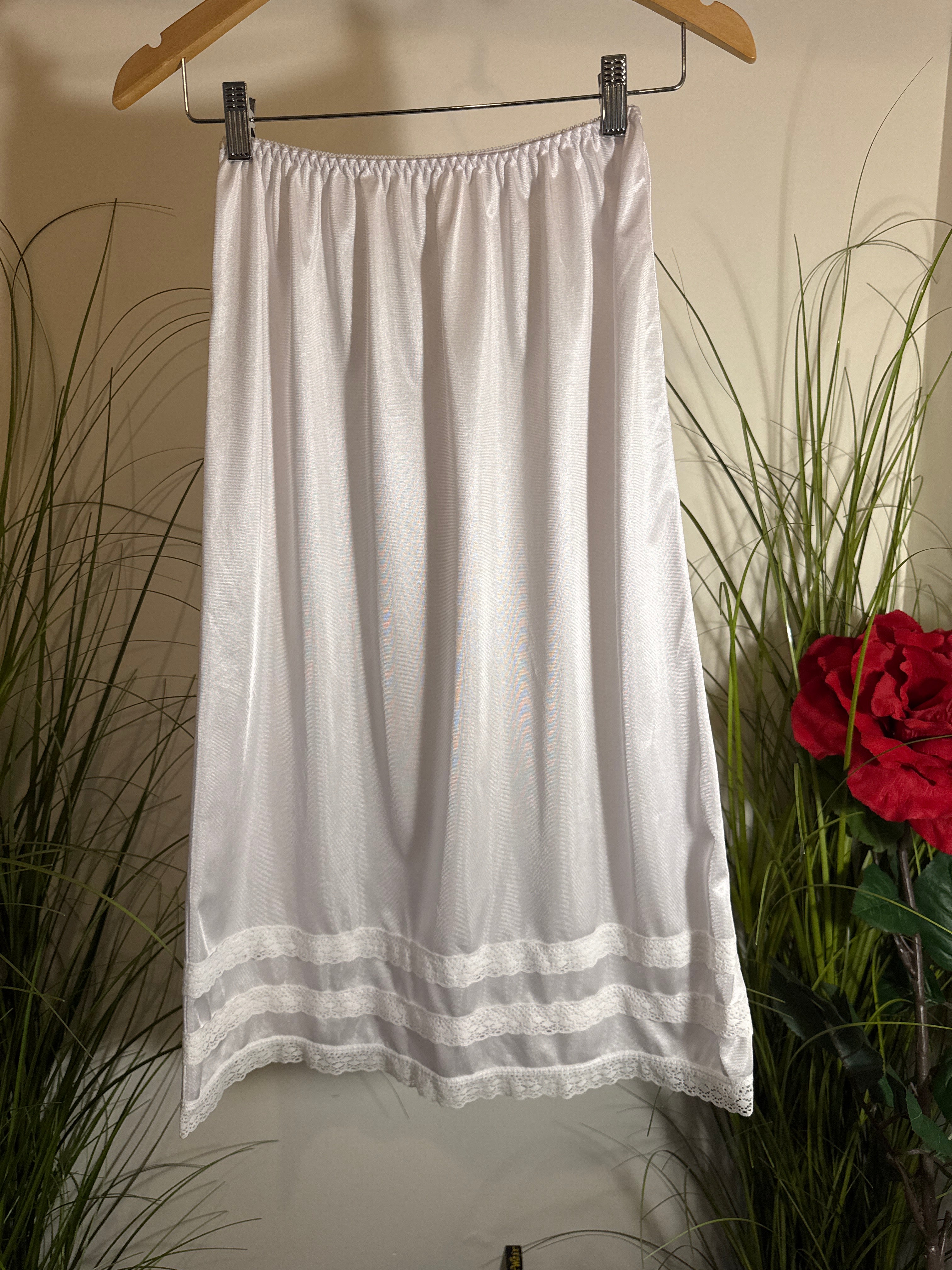 White Half Slip- Lace Trim