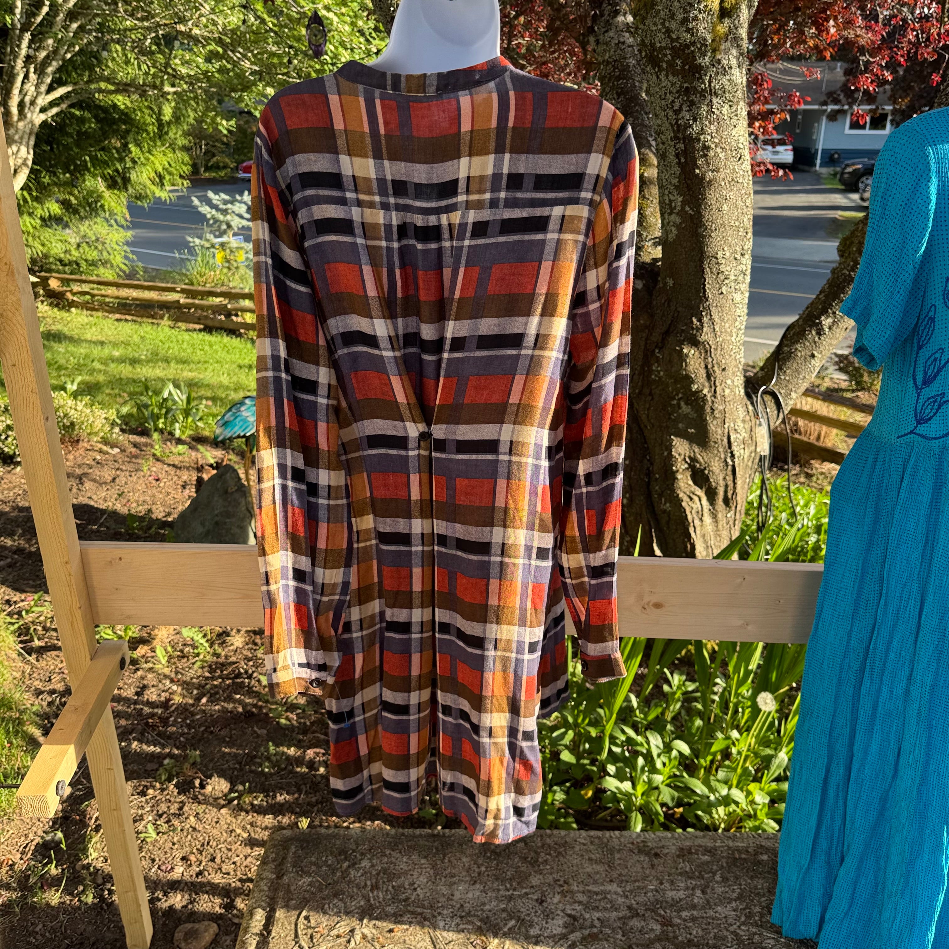 Plaid Rayon Dress Size L