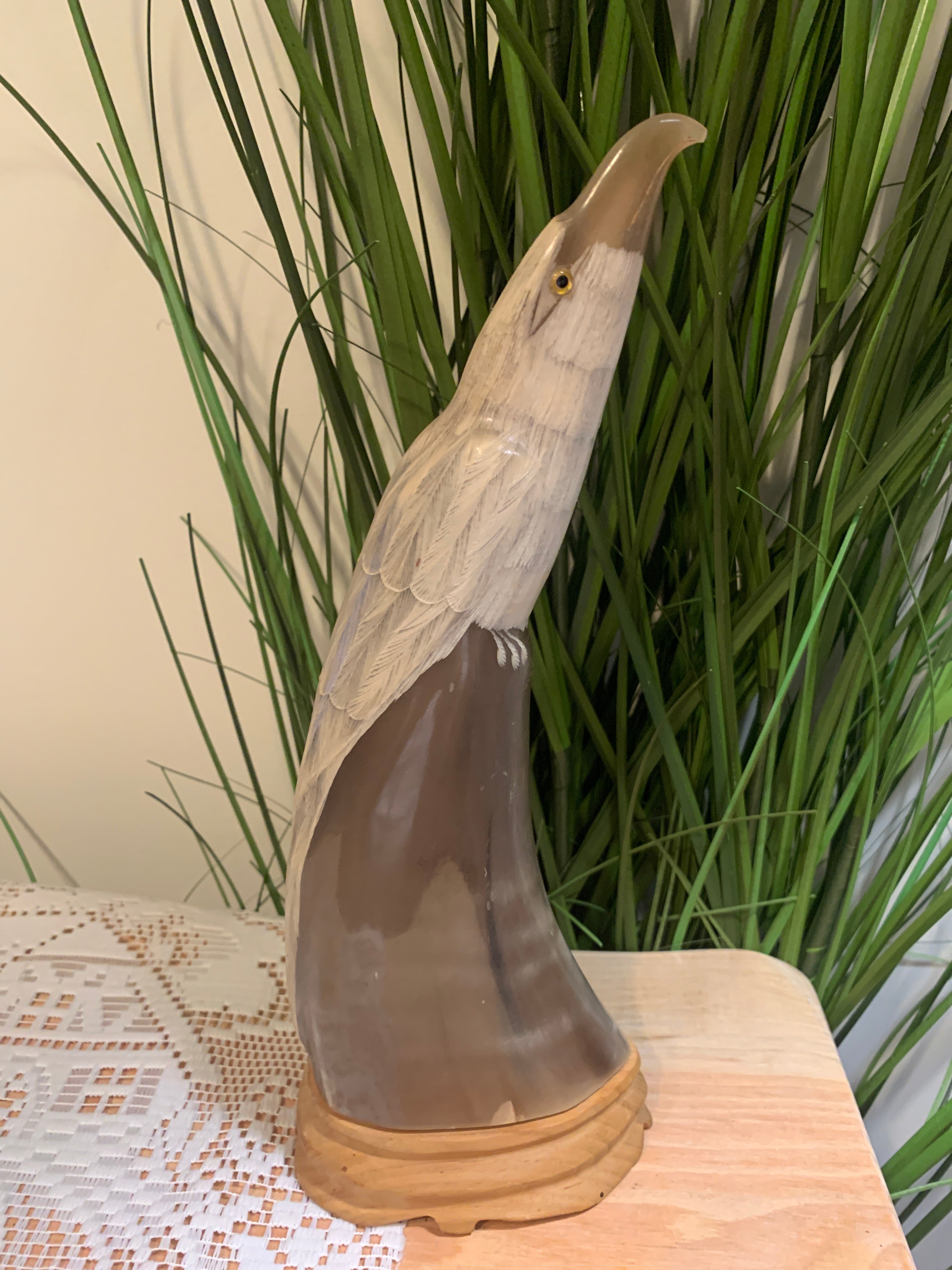 Calgary Made Hand Carved Bald Eagle from Horn