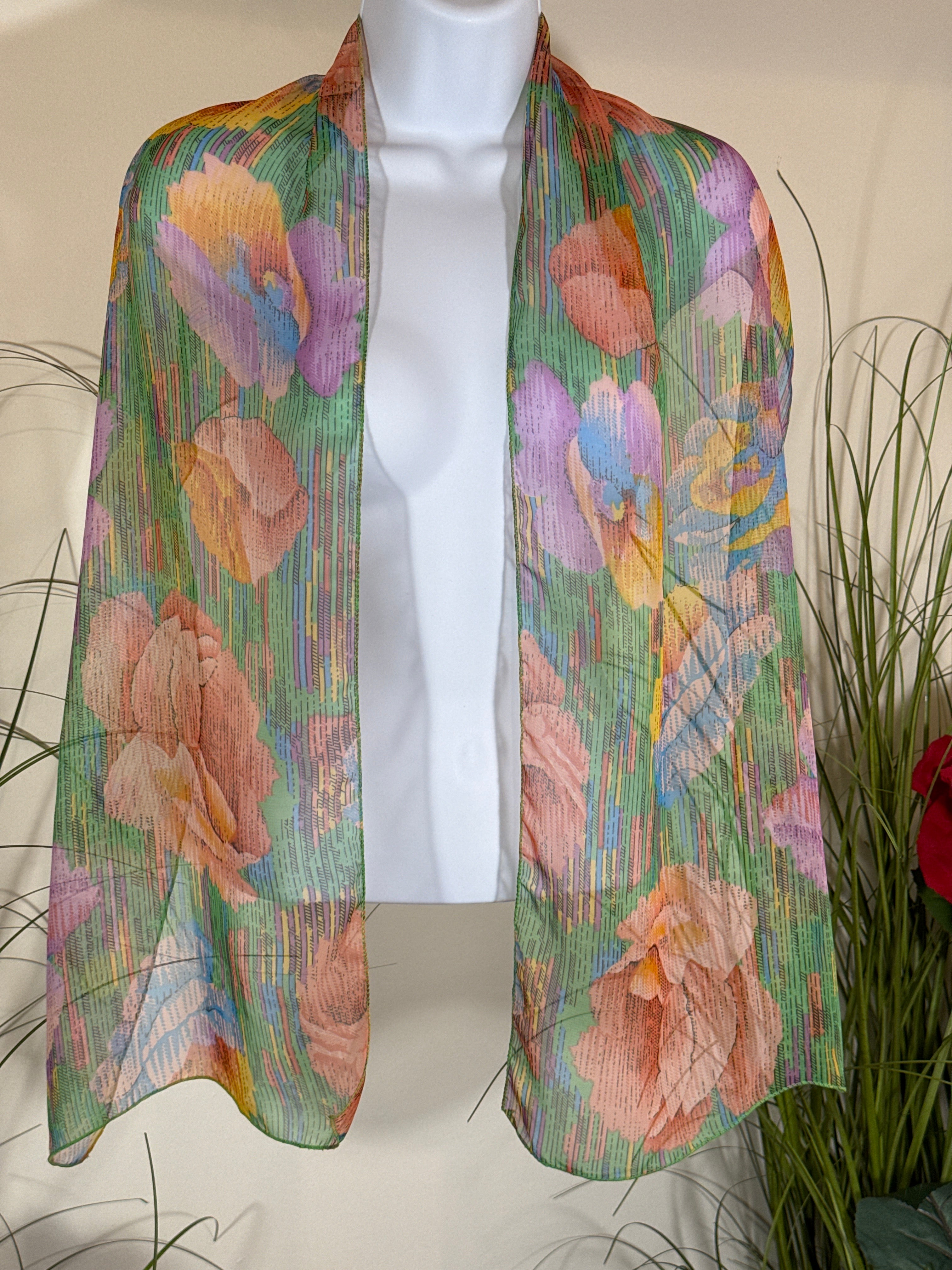 Sheer Floral Print Spring/Summer Scarf
