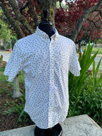 Size L Jachs New York Short Sleeve Button Up Feather Design Shirt