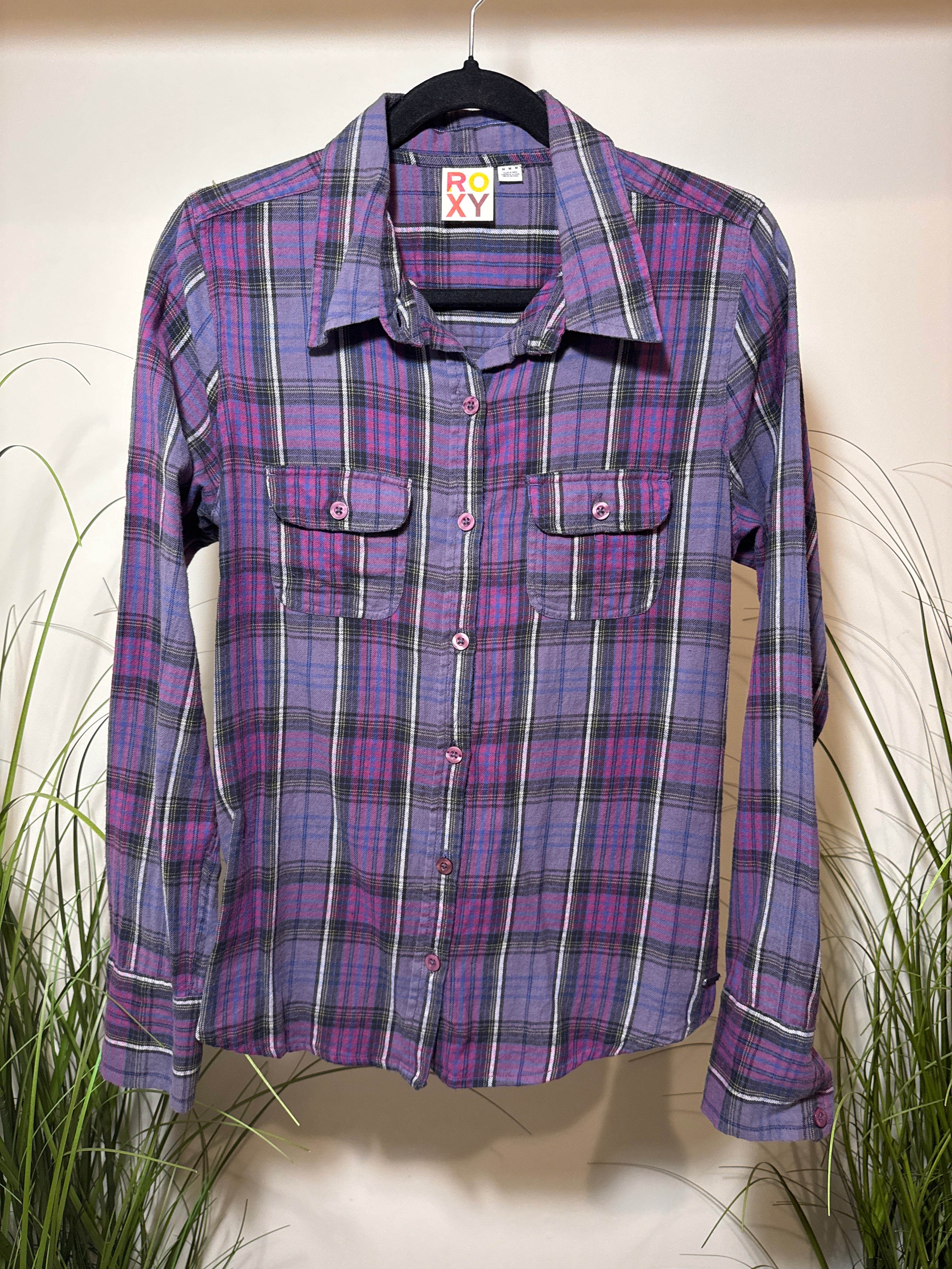 Roxy Plaid Long-sleeve Shirt- Back Buttons