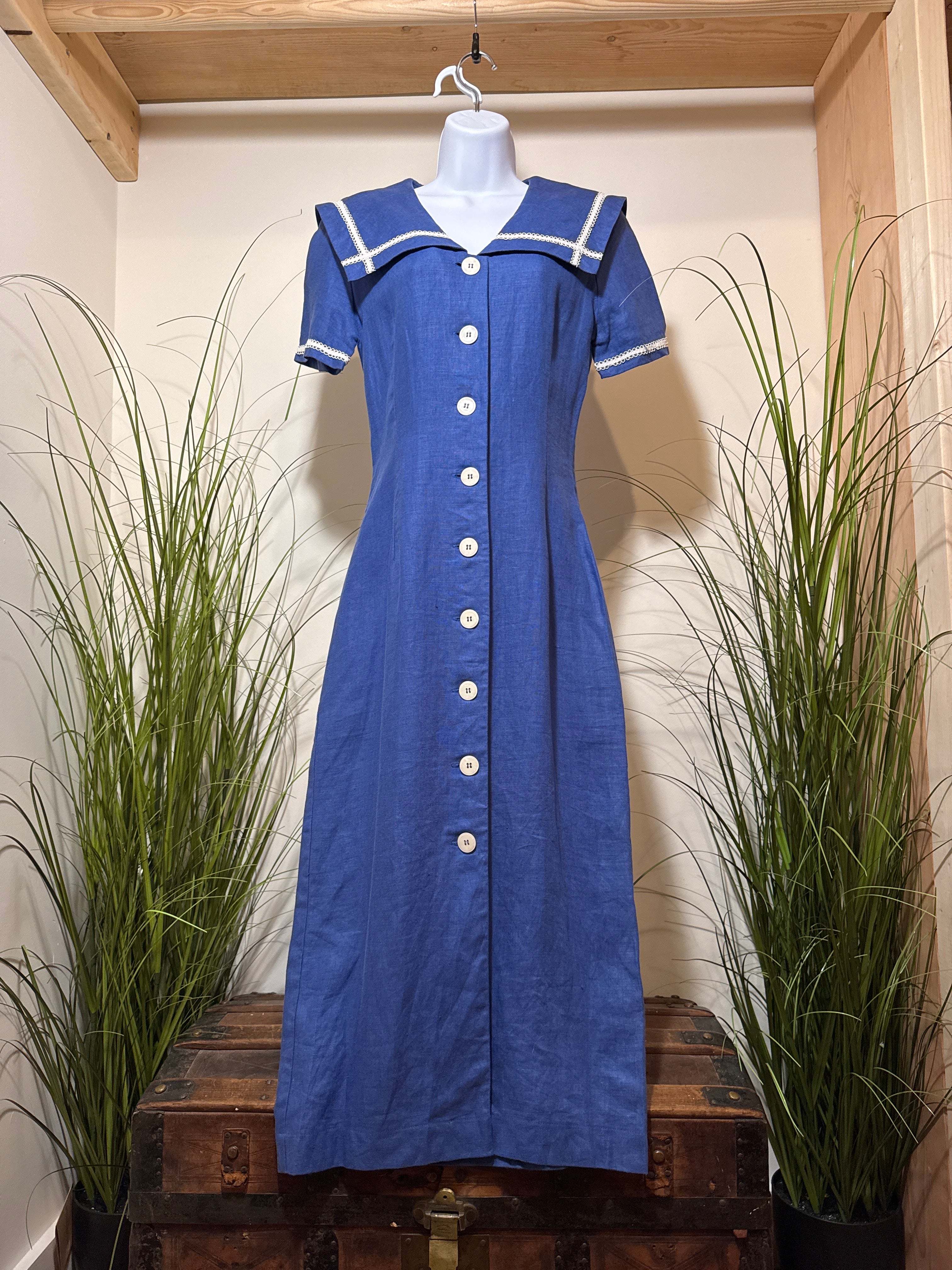 vintage 100% Linen Sailor Collar dress from Suttles & Seawinds