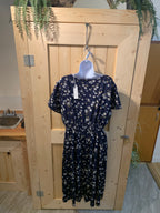 Floral on navy short sleeve dress