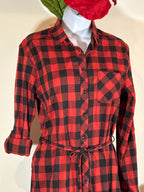 BC Clothing Women Checkered, Long Sleeve Shirt Dress