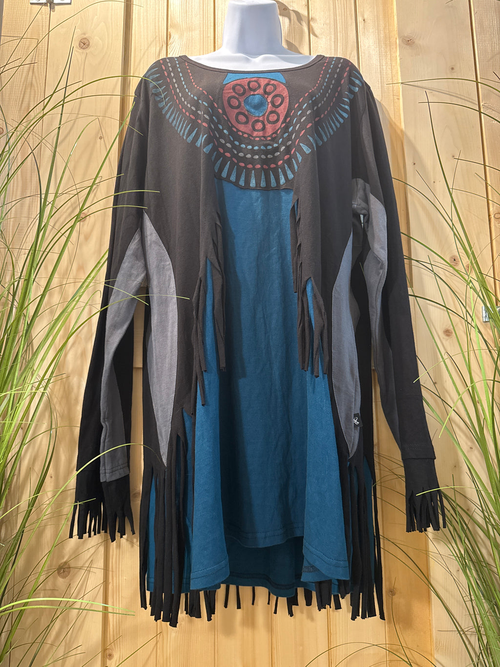 Size 2X Leopards & Roses Fairy Grunge Tassle Tunic-Dress