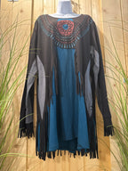 Size 2X Leopards & Roses Fairy Grunge Tassle Tunic-Dress