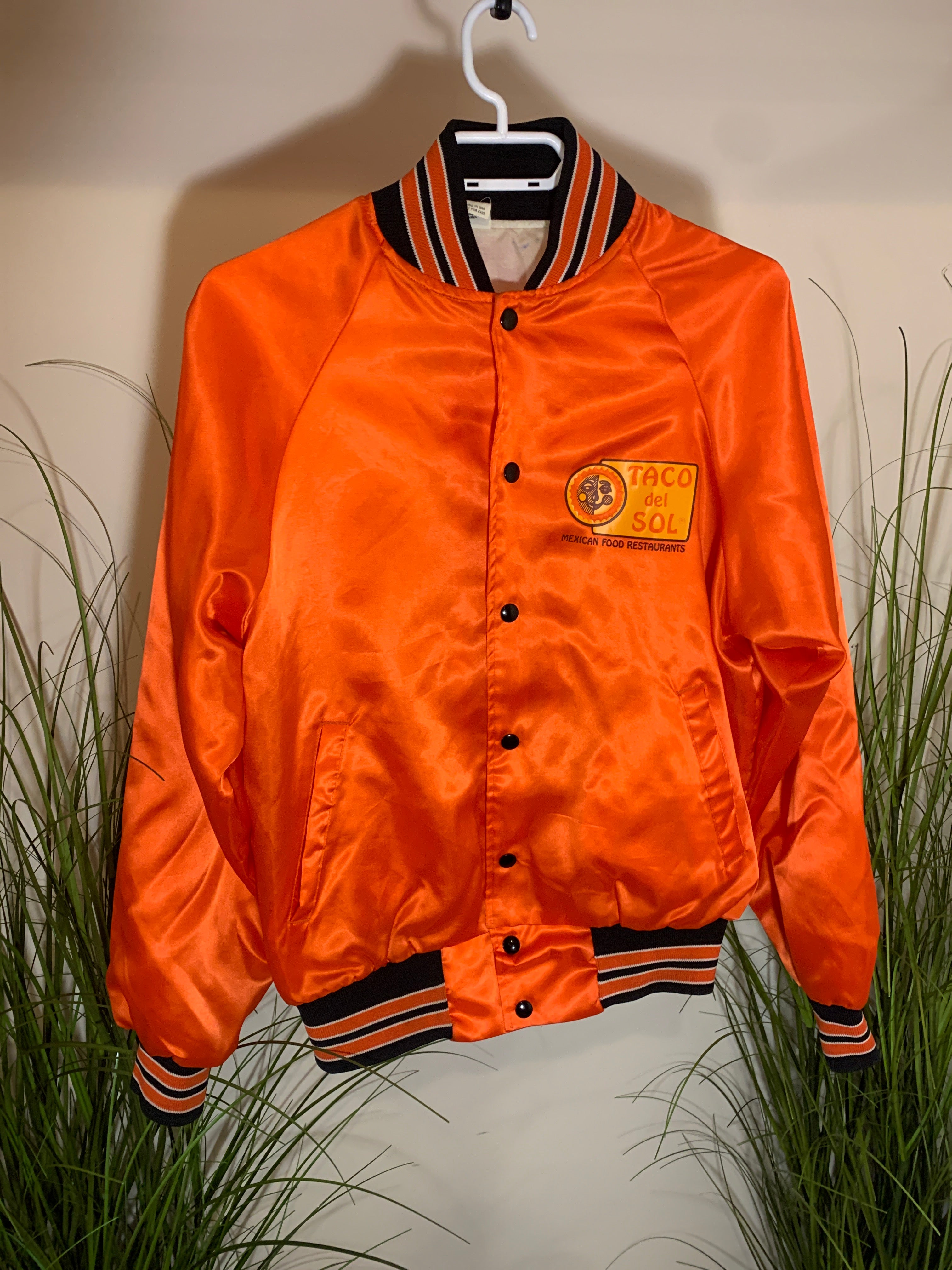 Super Rare!! Size M Vintage Taco Del Sol Satin Bomber Jacket