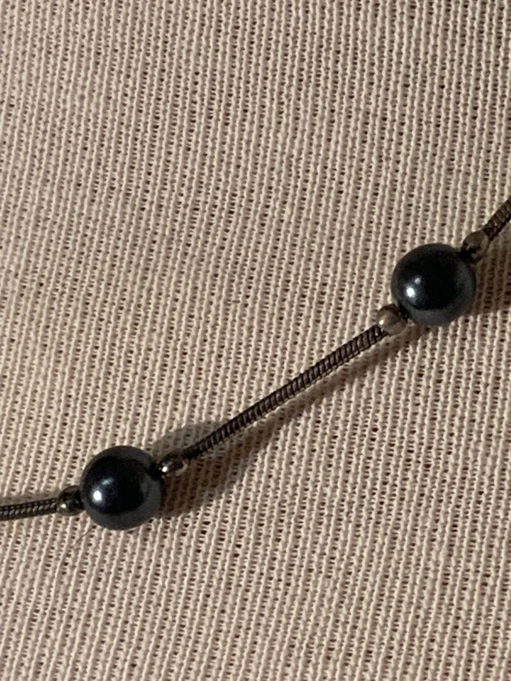 Minimalist Dark Iridescent Beads Station-Style Necklace