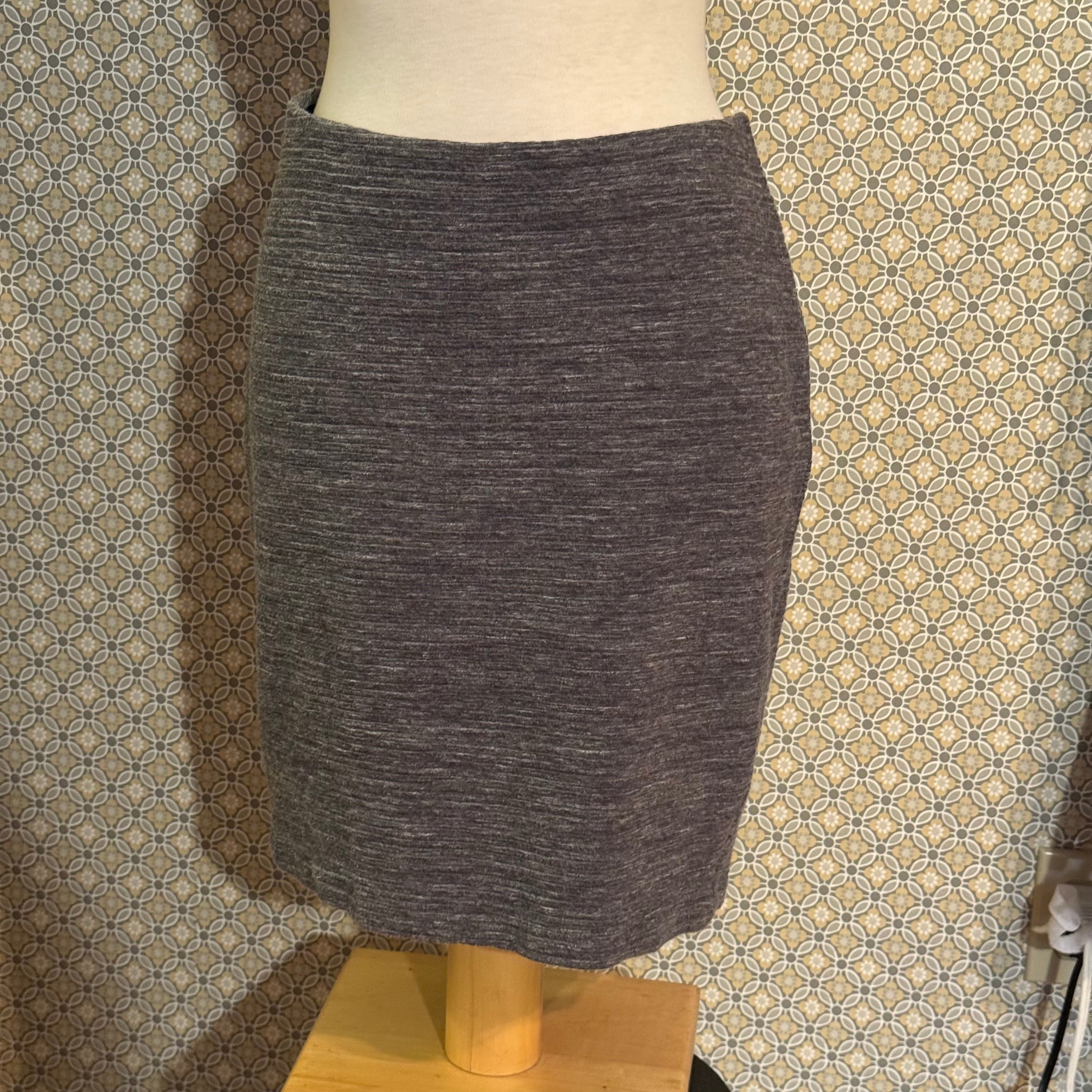 A dark gray heathered knit pencil skirt 