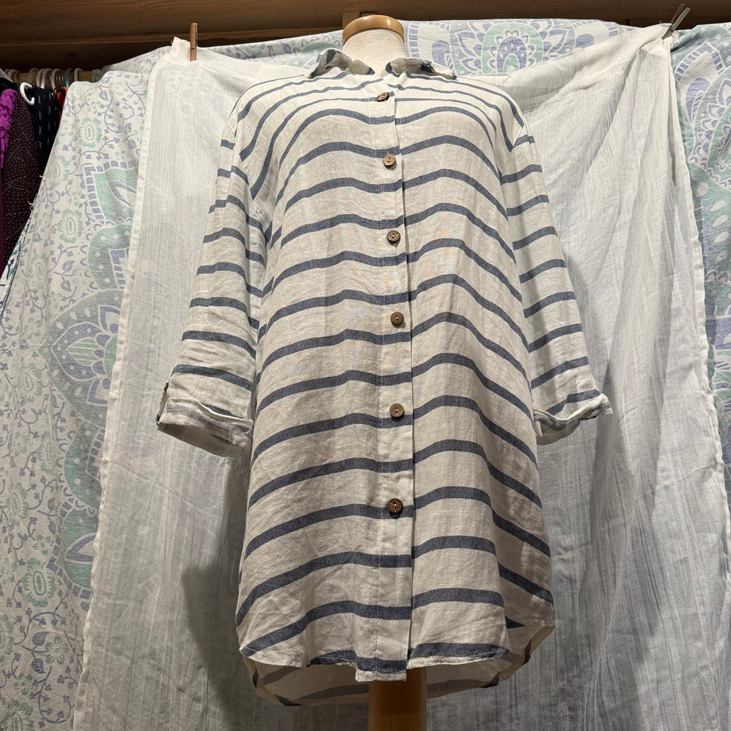 Size L 100% Linen Viola Borghi Made in Italy Button Up Dress