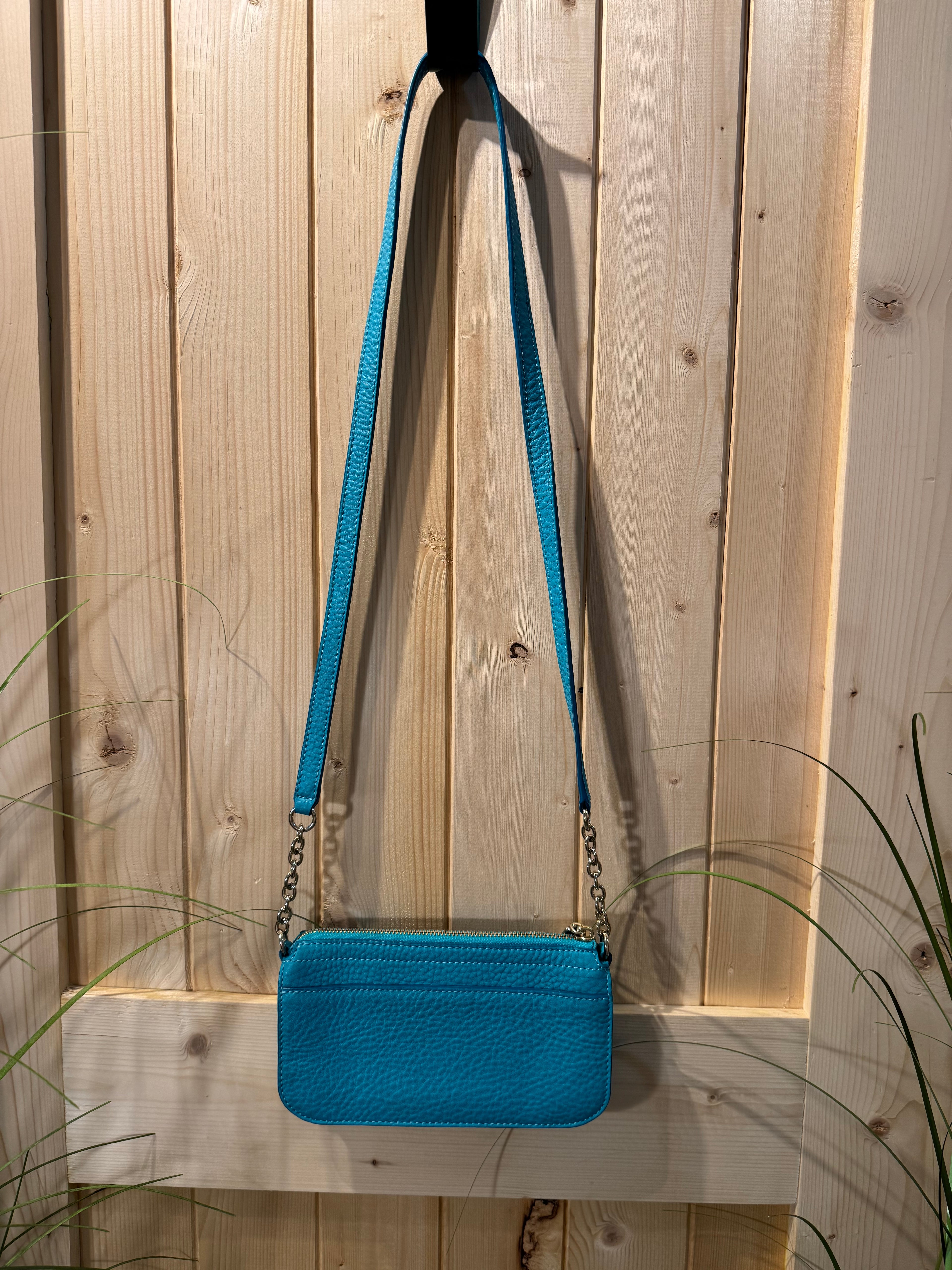 Cole Hann Turquoise and Chain small Across the Body Purse