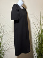 Black Puff Shoulder Shift Dress- Goth- Mod- Chic