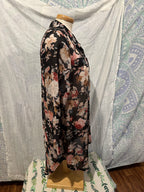 Size L Papillon Sheer Long Sleeve Button Up Blouse