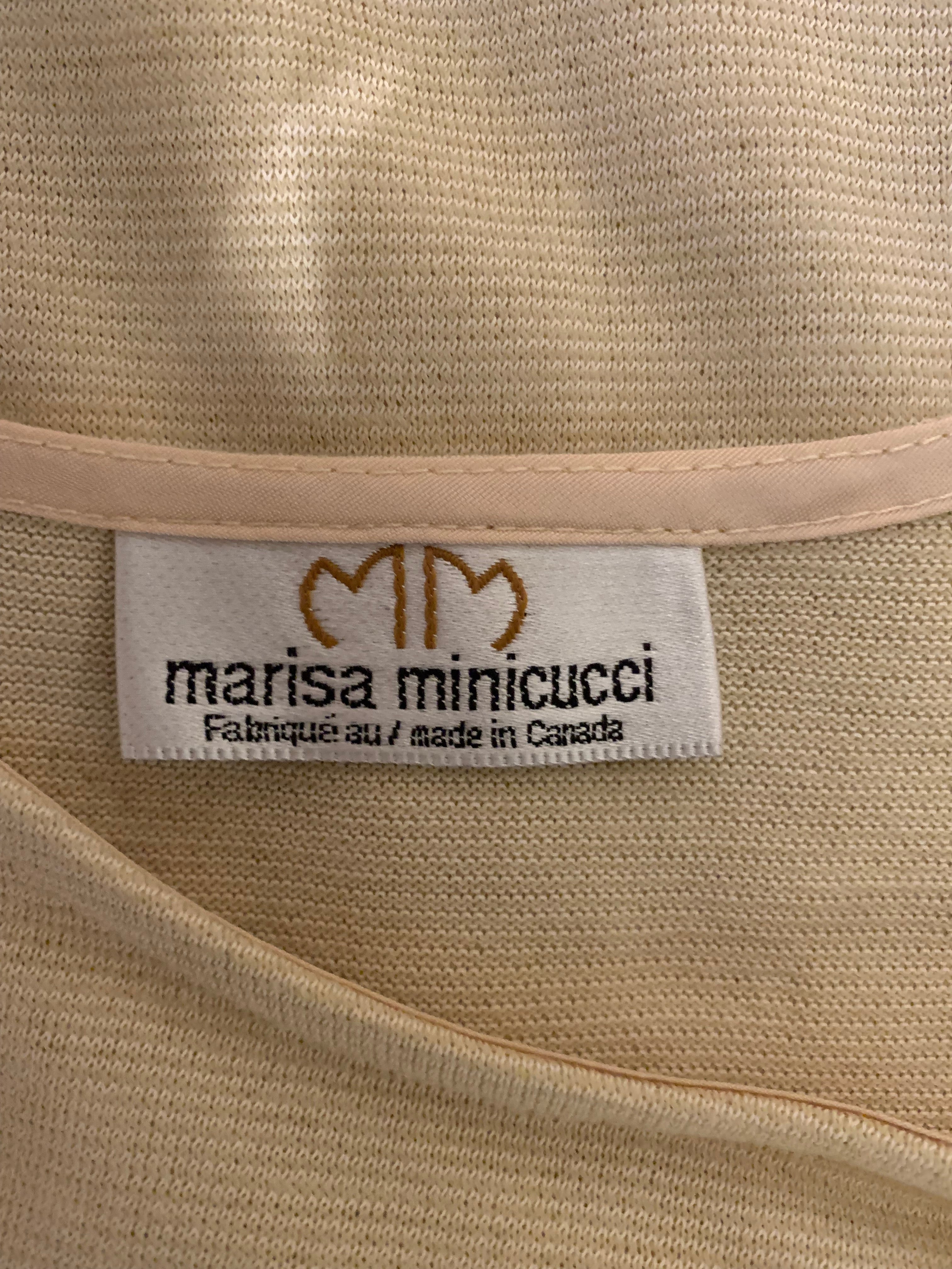 Size M Vintage Wool Blend Marissa Minicucci Light Cream Striped Texture 3 Piece Pant Suit