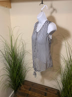 Size Small Nautical Style Sheer Striped Sleeveless Button Down Blouse