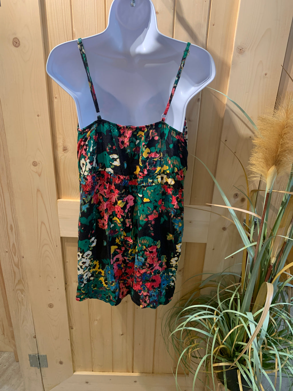 Lily White Multi Colored Adjustable Spaghetti Strap Blouse
