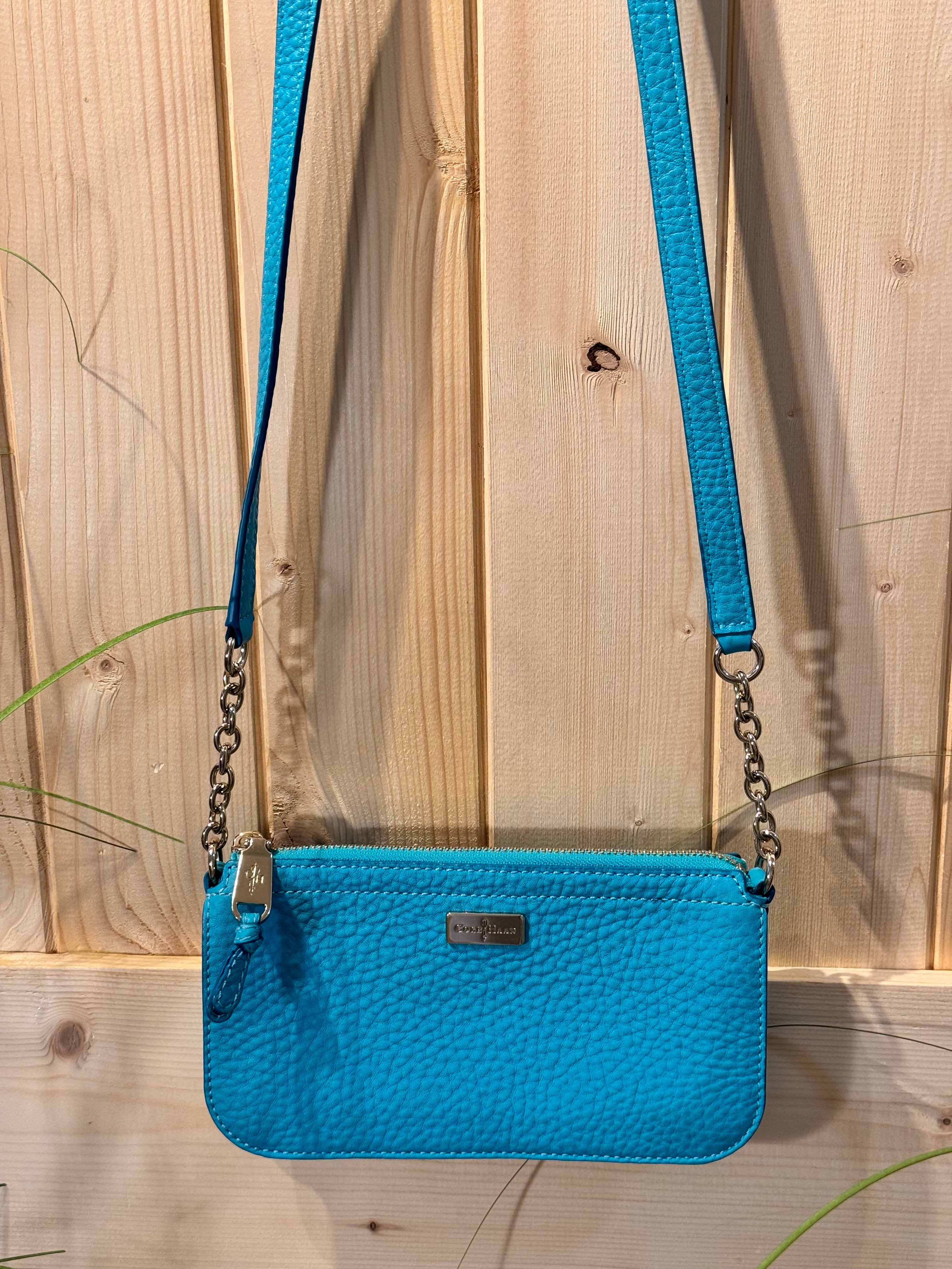 Cole Hann Turquoise and Chain small Across the Body Purse