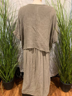 Italian Lagenlook 100% Cotton Dress with Under Dress and Mesh Top