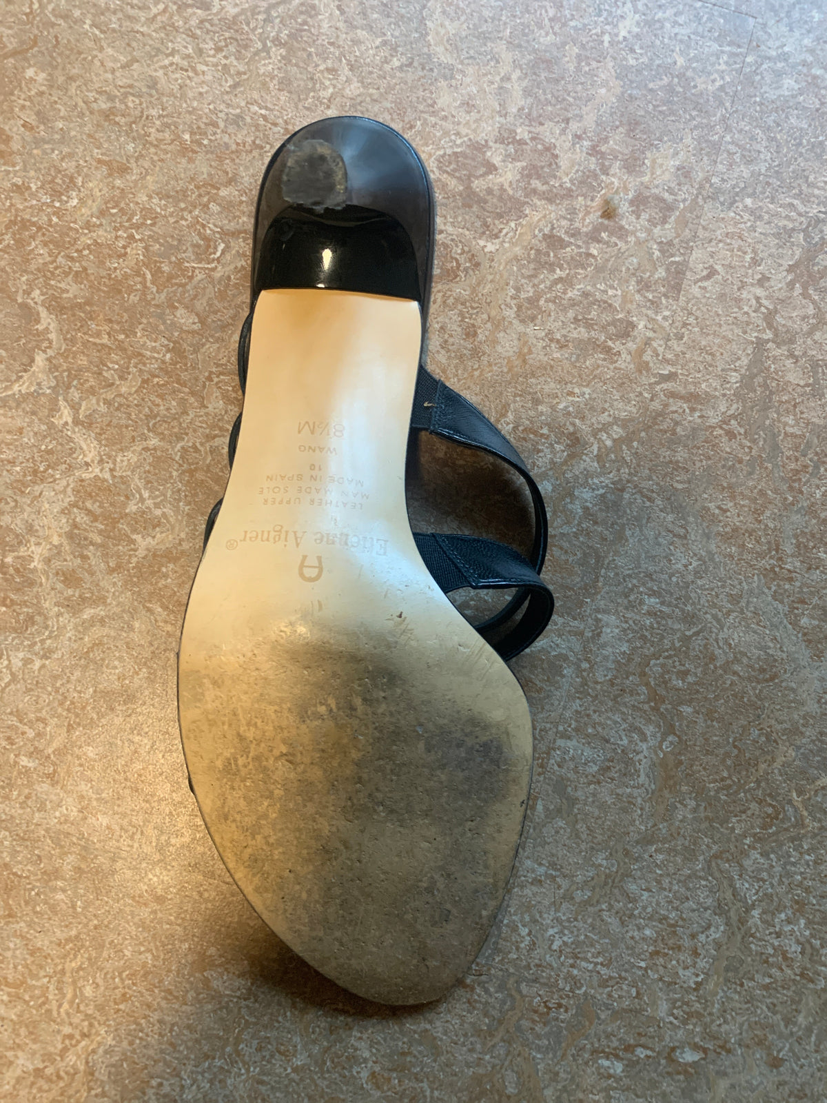 Size 8.5 Etienne Aigner Sling Back Black Heels Made in Spain