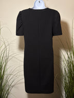 Black Puff Shoulder Shift Dress- Goth- Mod- Chic