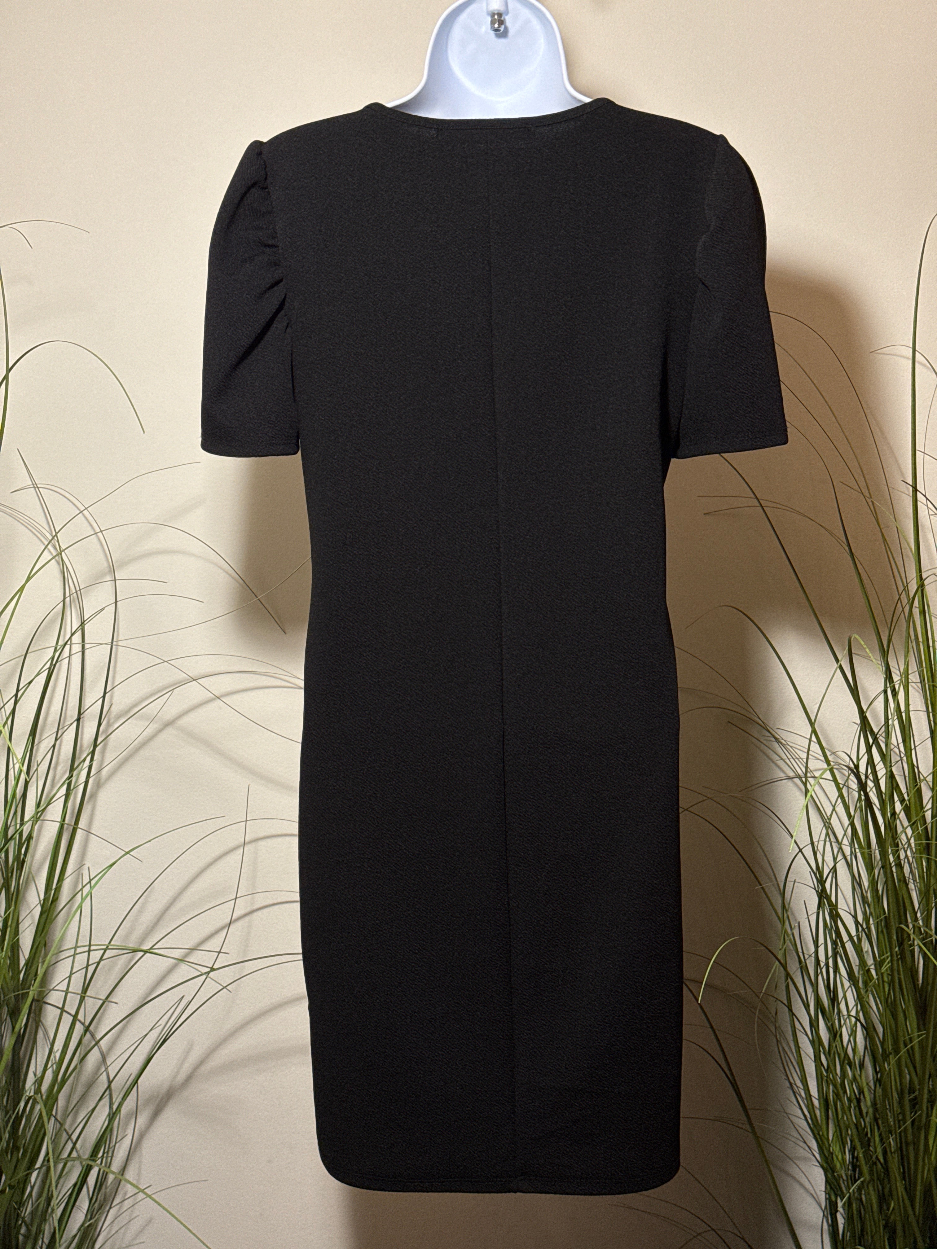 Black Puff Shoulder Shift Dress- Goth- Mod- Chic