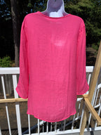 Pink 3/4 sleeve button-up blouse